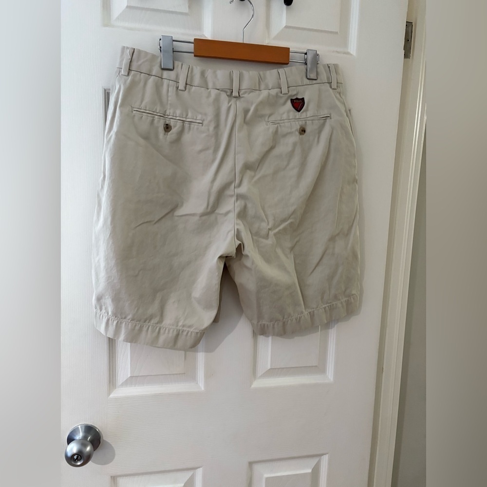 Polo Ralph Lauren sport shorts golf size 35 beige tartan logo